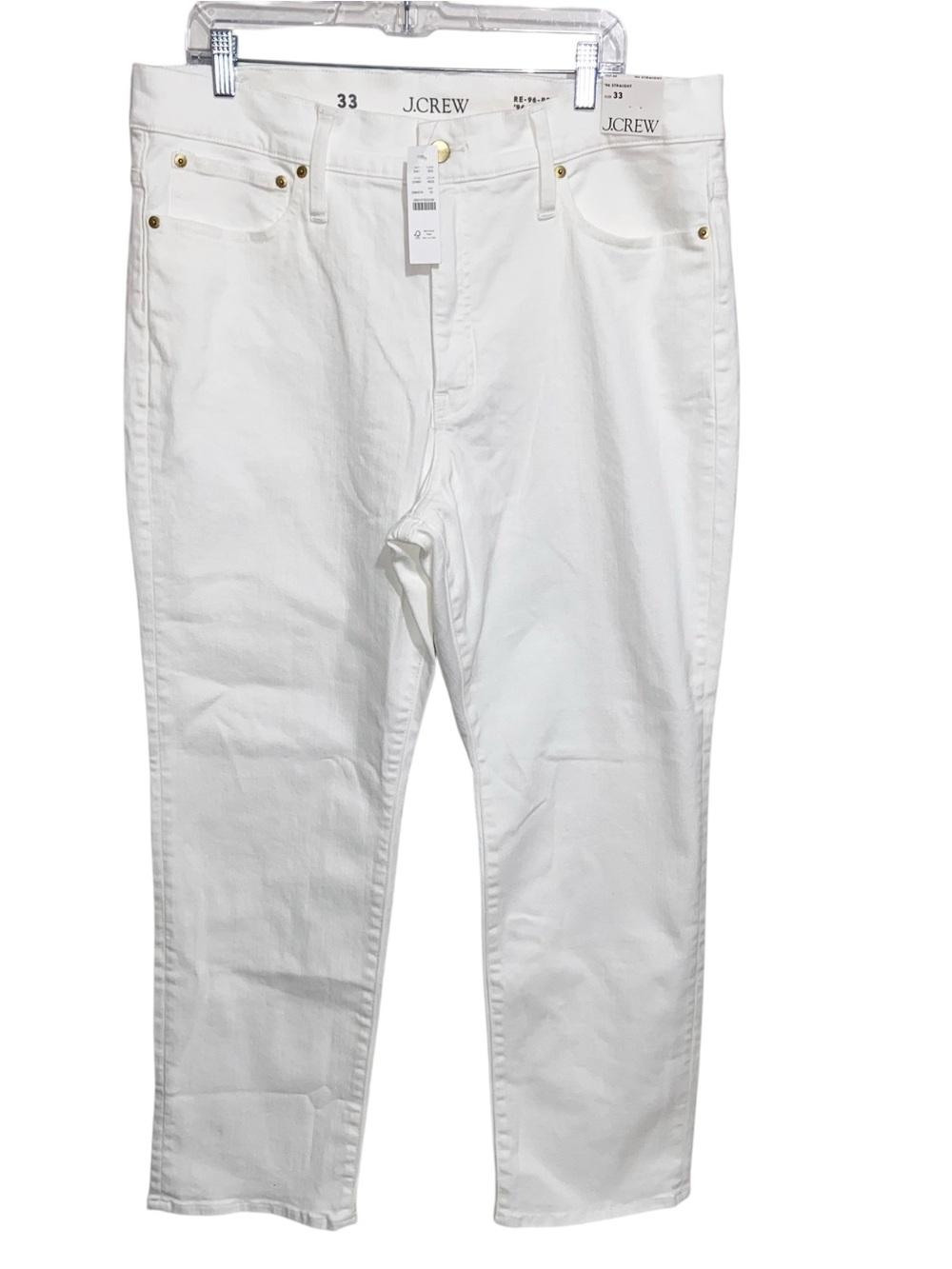 J Crew Jeans Womens Size 33 Straight Leg 96 White Denim Coastal Preppy Resort